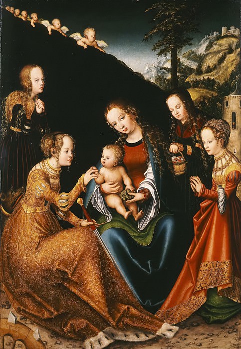 Лукас Кранах I – Мистическое обручение св Екатерины со свв Доротеей, Маргаритой и Варварой картина