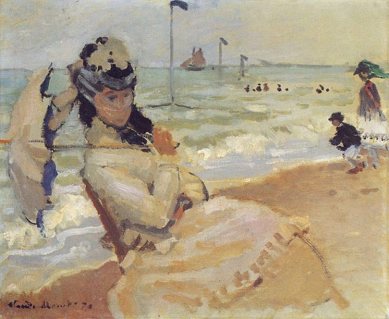 Камилла на пляже в Трувиле картина