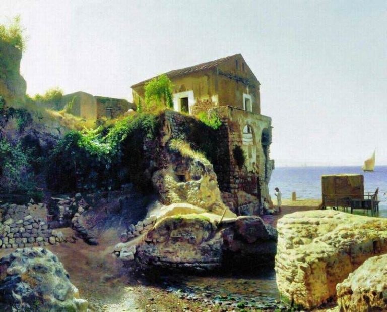 На острове Капри. Рыбацкий домик. 1859 картина