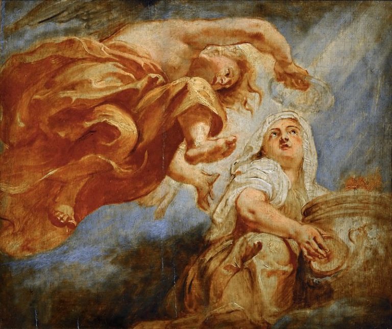 Гений коронует Религию (эскиз к фреске Апофеоз Иакова I в Уайтхоле, Лондон) картина