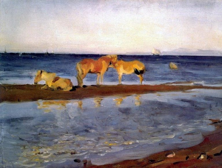 Лошади на взморье. 1905 картина