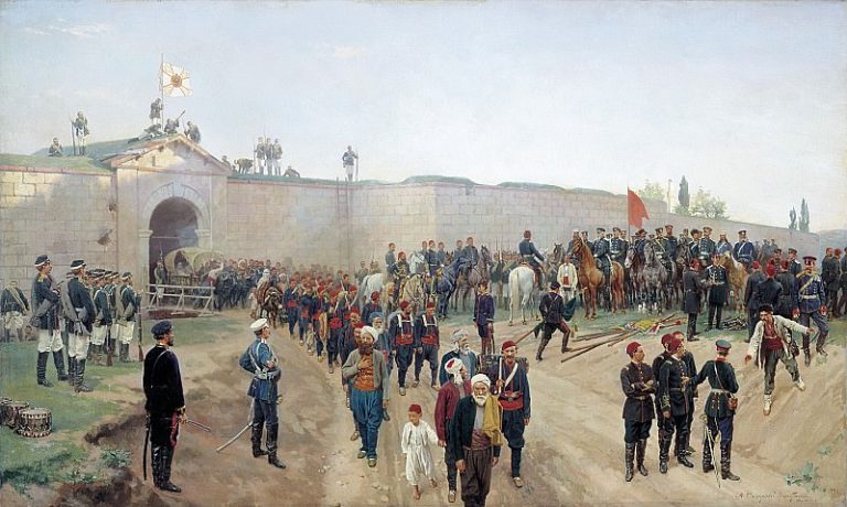 Сдача крепости Никополь 4 июля 1877 года. 1883. Холст, масло картина