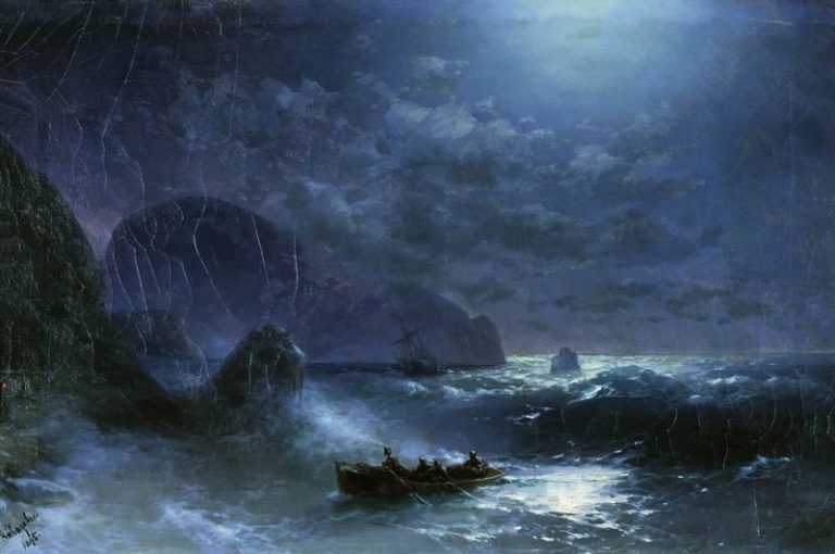 Буря на море ночью 1895 47,5х75 картина