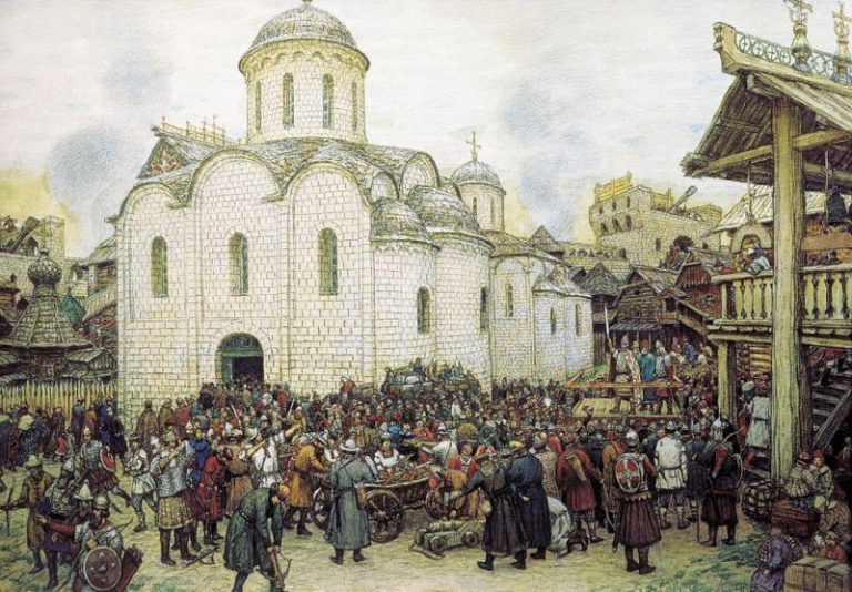 Оборона Москвы от хана Тохтамыша. XIV век. 1918 картина