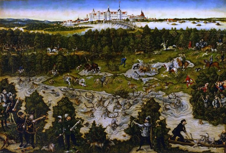 Лукас Кранах I – Оленья охота в честь Фердинанда I Кастильского близ замка в Торгау картина