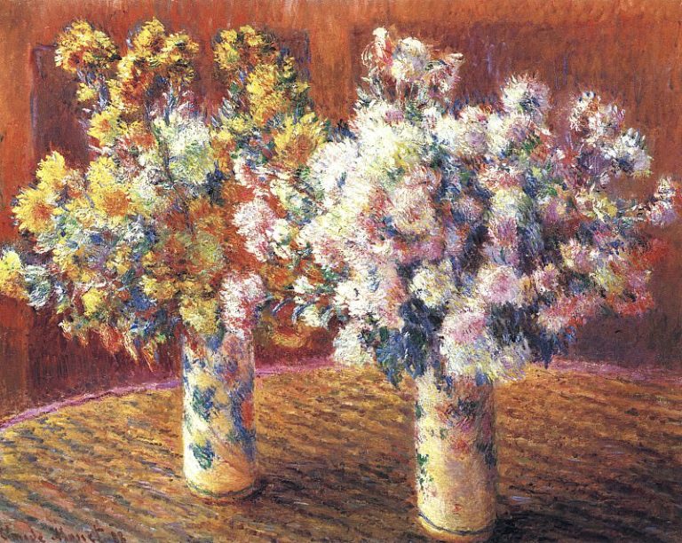 Две вазы с хризантемами картина