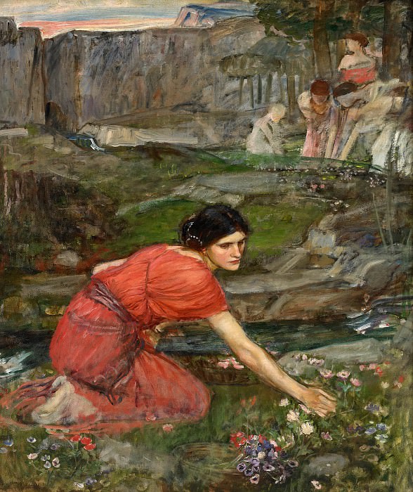 Девушки, собираюшие цветы у ручья (этюд) картина