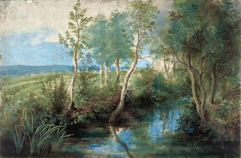 Пейзаж с ручьем картина