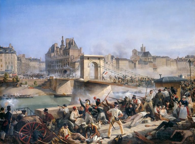 Амеде Буржуа – Бой на мосту д’Арколь 28 июля 1830 года картина