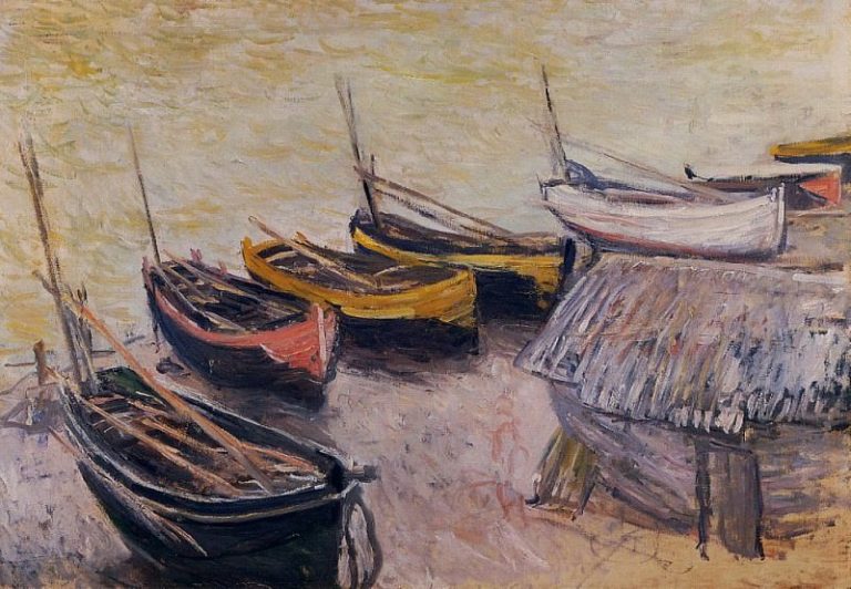 Лодки на пляже картина
