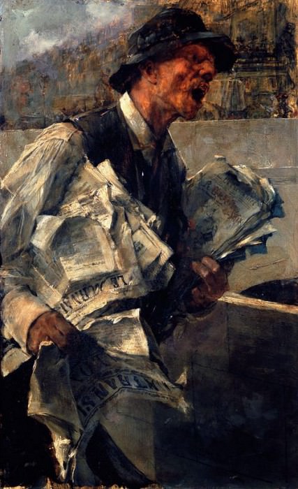 Громогласный парижский продавец газет, 1878 картина