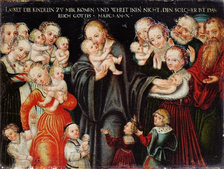Мастерская Лукаса Кранаха II – Христос благословляет детей картина