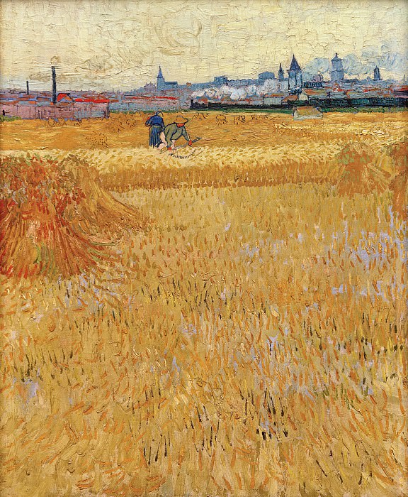 Вид Арля с пшеничного поля картина
