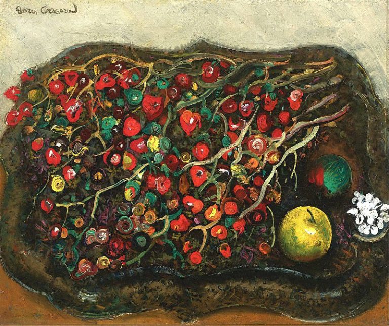 Натюрморт с ягодами и яблоками картина
