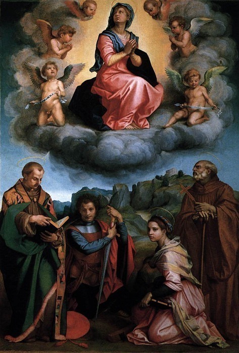 Богородица с четырьмя святыми картина