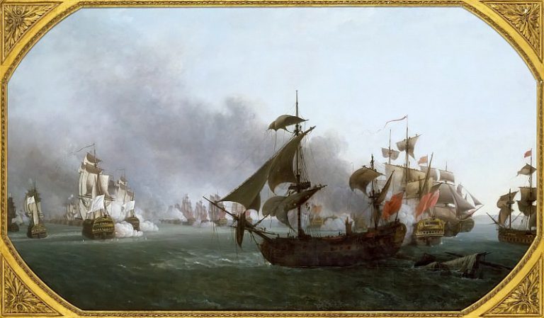 Жан-Франсуа Юэ – Морской бой близ Гренады между Французским и Английским флотами 6 июля 1779 года картина