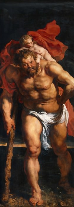 Снятие с креста, обратная сторона левой створки – Святой Христофор картина