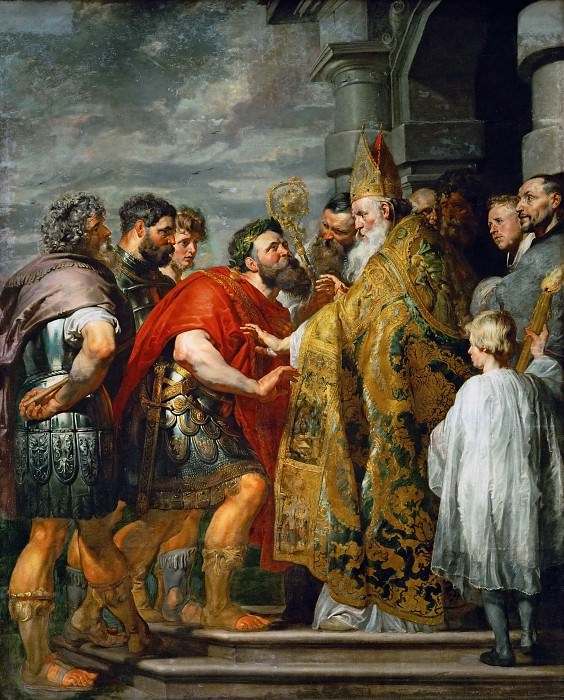 Св Амвросий и император Феодосий картина