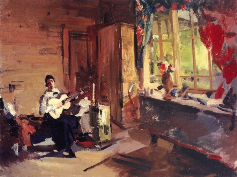 Девушка с гитарой. 1916 картина