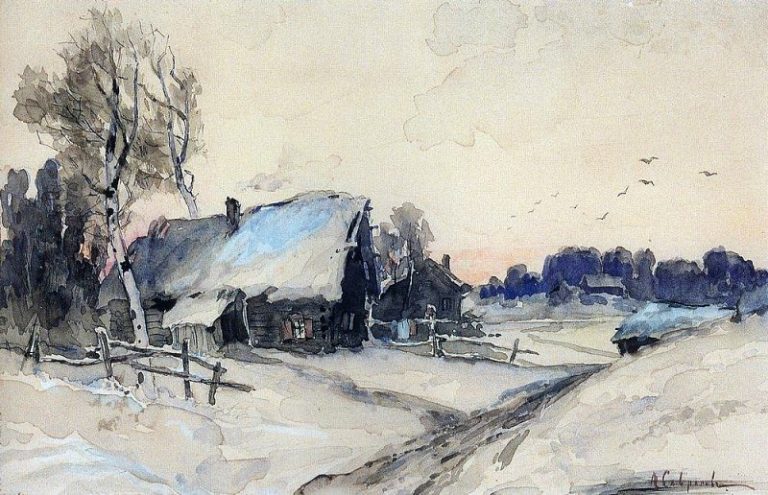 Деревня зимой. 1880-1890-е картина