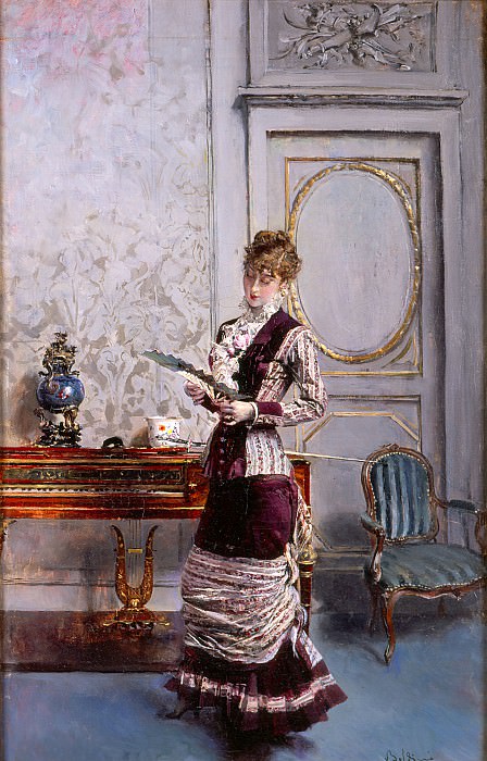 Берта, рассматривающая веер, 1878 картина