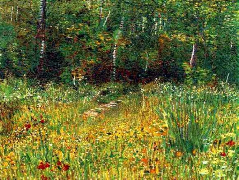 Парк в Аньере весной картина