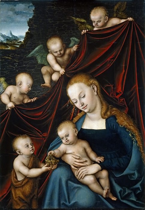 Лукас Кранах I – Мадонна с младенцем с маленьким Иоанном Крестителем и ангелами картина