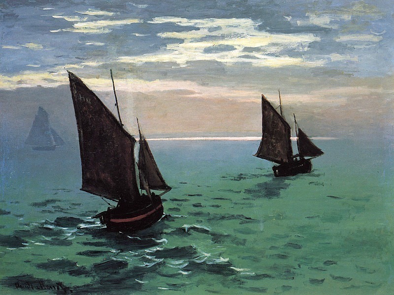 Рыболовные лодки в море картина