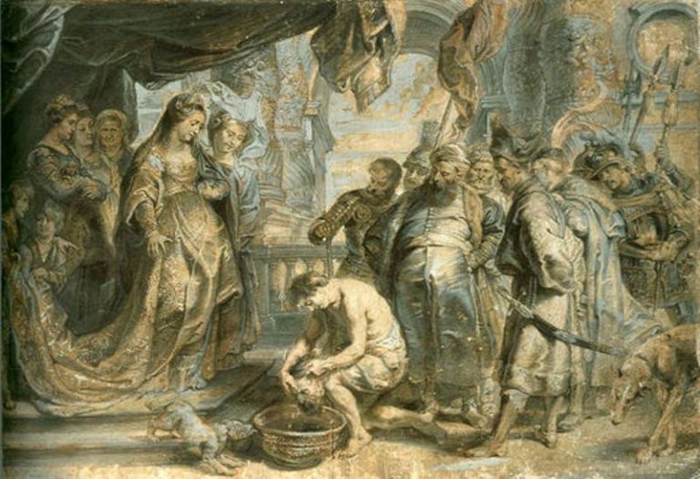 Царица Томирис приказывает опустить голову поверженого Кира в сосуд с кровью картина