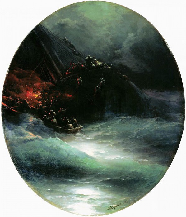 Гибель корабля. Крушение купеческого судна в открытом море 1883 83,5х75,5 картина