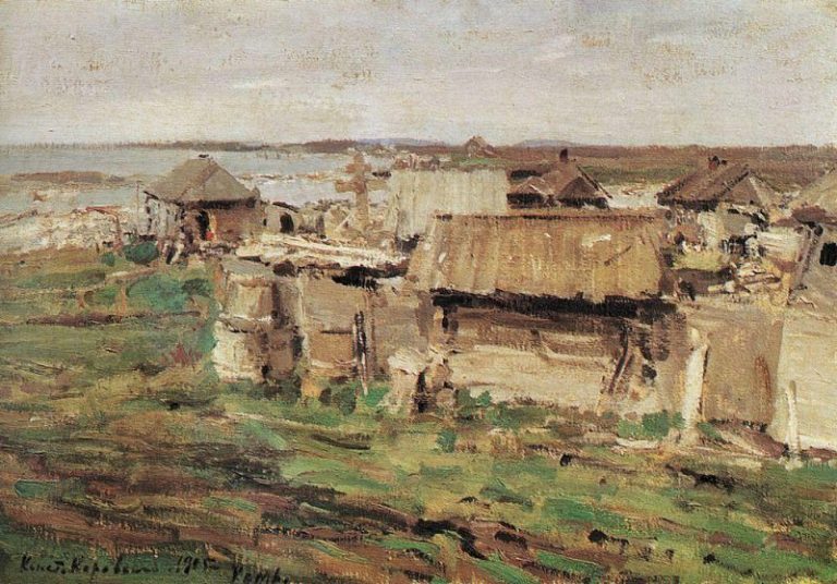 Вид поселка. Кемь. 1905 картина