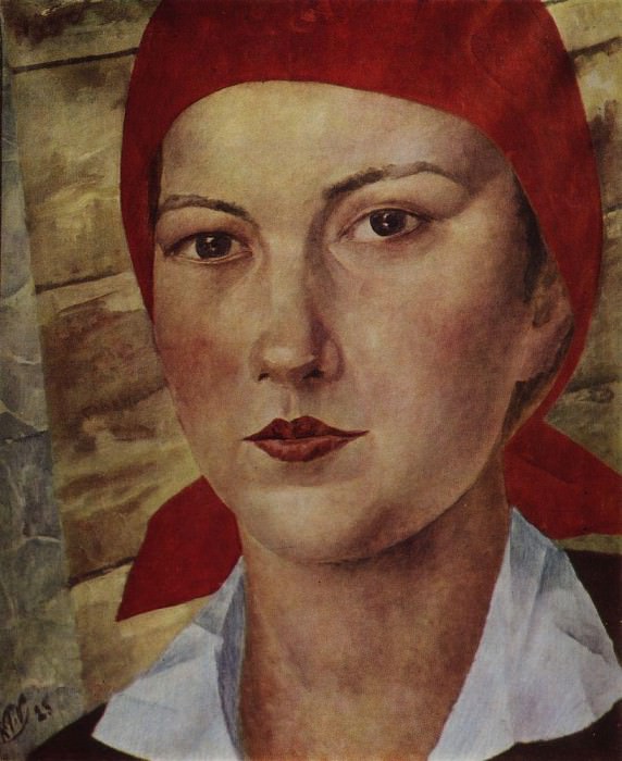 Девушка в красном платке (Работница). 1925 картина