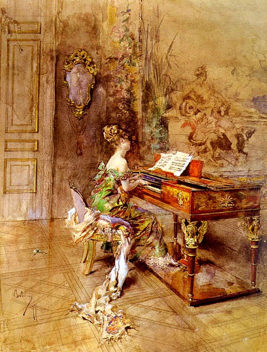 Дама-пианистка картина