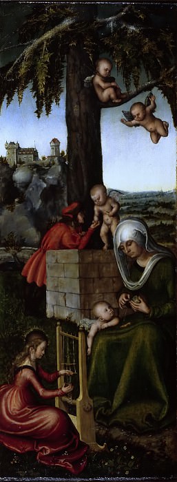Лукас Кранах I – Алтарь Богородицы, правая внешняя створка – образование Марии картина