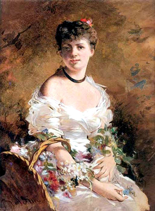 Дама с цветами, 1870 картина