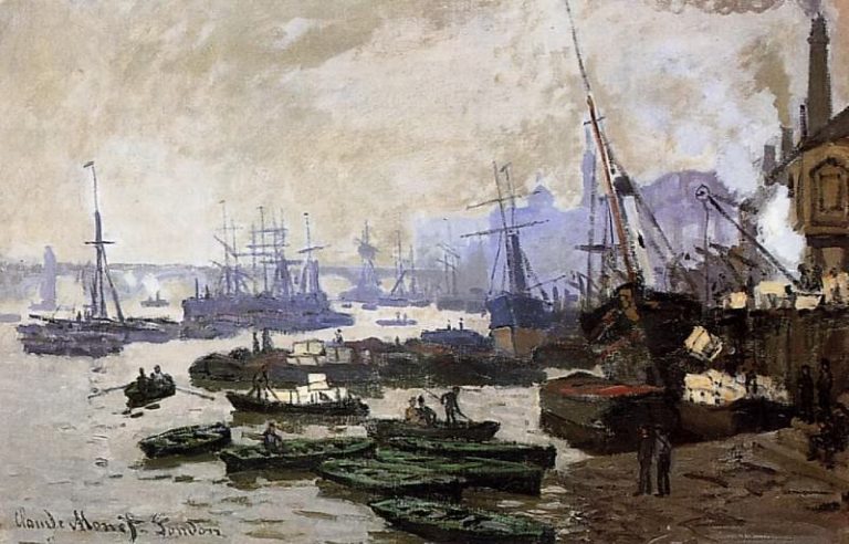 Лодки в лондонском порту картина