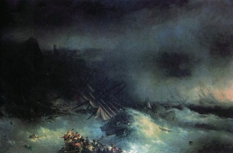Буря.Крушение иностранного корабля 1855 206х320 картина