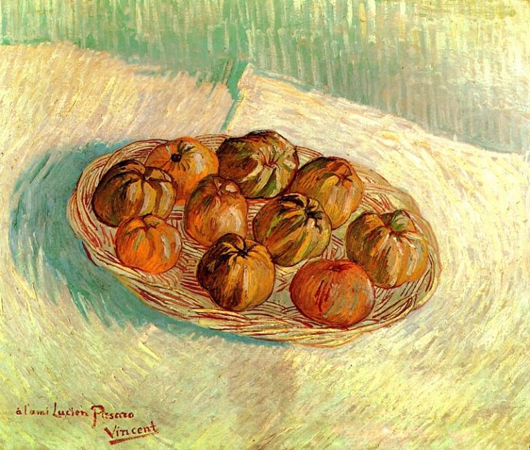 Натюрморт с корзиной яблок (Люсьену Писсарро) картина