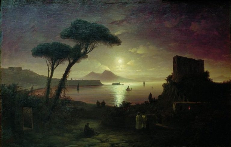 Неаполитанский залив в лунную ночь 1842 92х141 картина