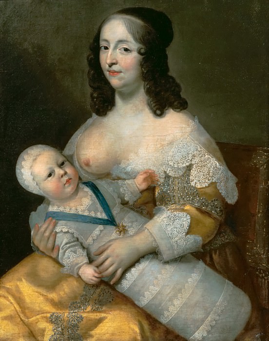 Шарль и Анри Бобрен – Людовик XIV со своей кормилицей мадам Лонге де ла Жиродьер картина