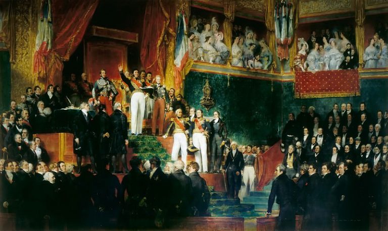 Эжен Девериа – Король принимает присягу соблюдать устав 1830 года в присутствии парламента картина