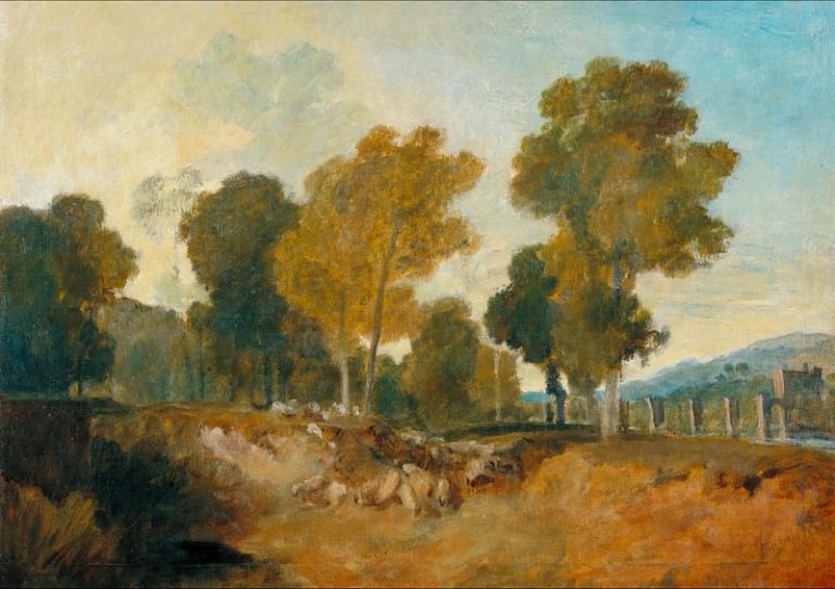 Тёрнер, Уильям Джозеф Мэллорд – Деревья близ реки недалеко от моста картина