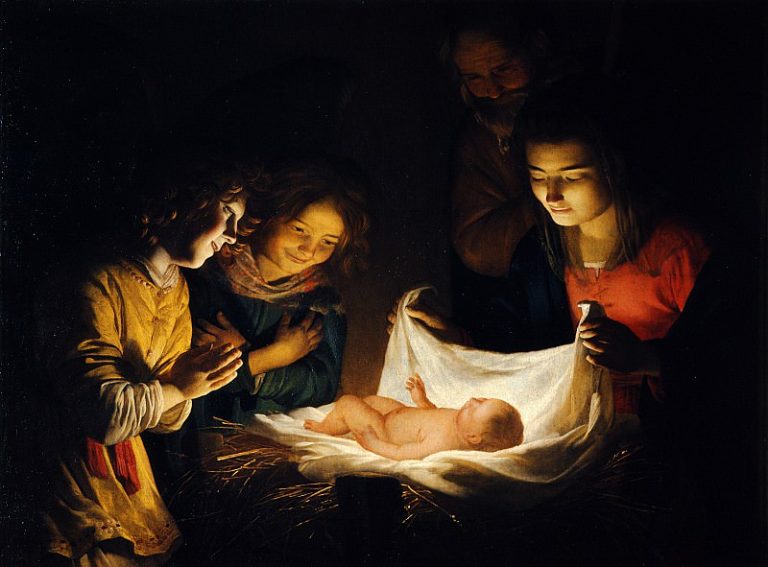Герардо делле Нотти или Геррит ван Хонтхорст – Поклонение Младенцу картина