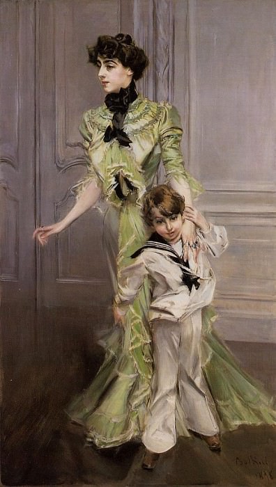 Портрет мадам Жорж Гюго (урожденной Полин Менар Дозиан) и ее сына Жана картина