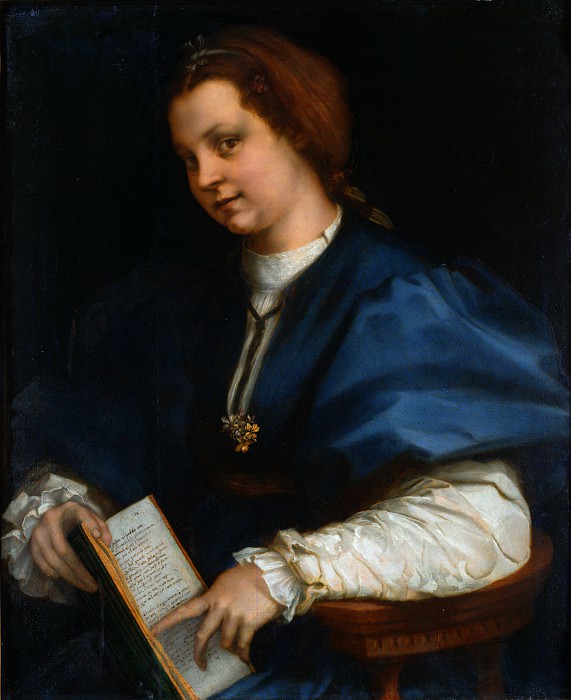 Андреа дель Сарто – Дама с книгой стихов Петрарки картина