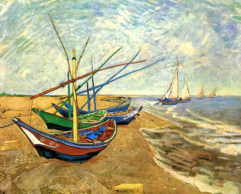 Рыбацкие лодки на пляже в Сент-Мари картина