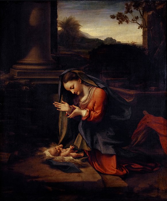 Корреджо – Мадонна, поклоняющаяся Младенцу картина