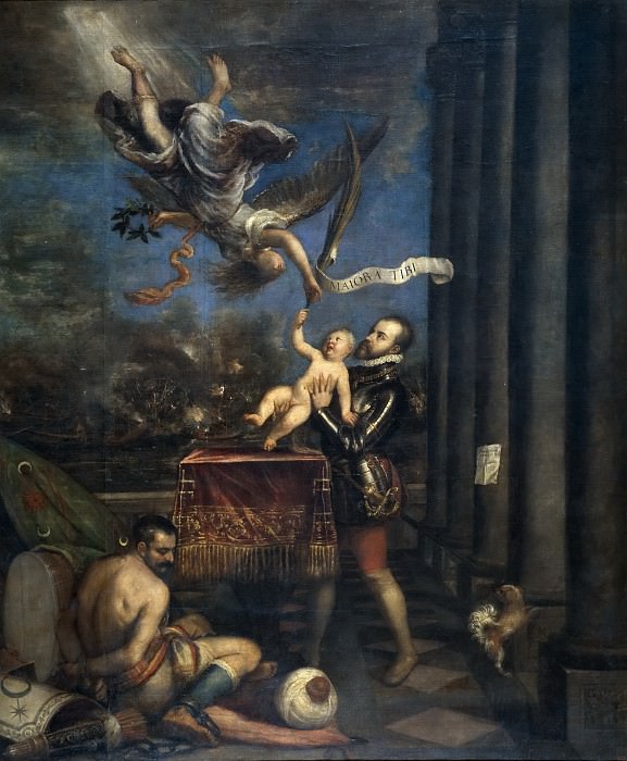 Филипп II, после победы при Лепанто, вручает богам принца Фердинанда картина