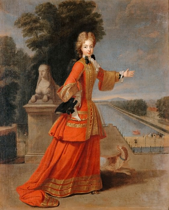 Гобер, Пьер – Мария-Аделаида Савойская, герцогиня Бургундская, в охотничем костюме близ дворца Фонтенбло картина
