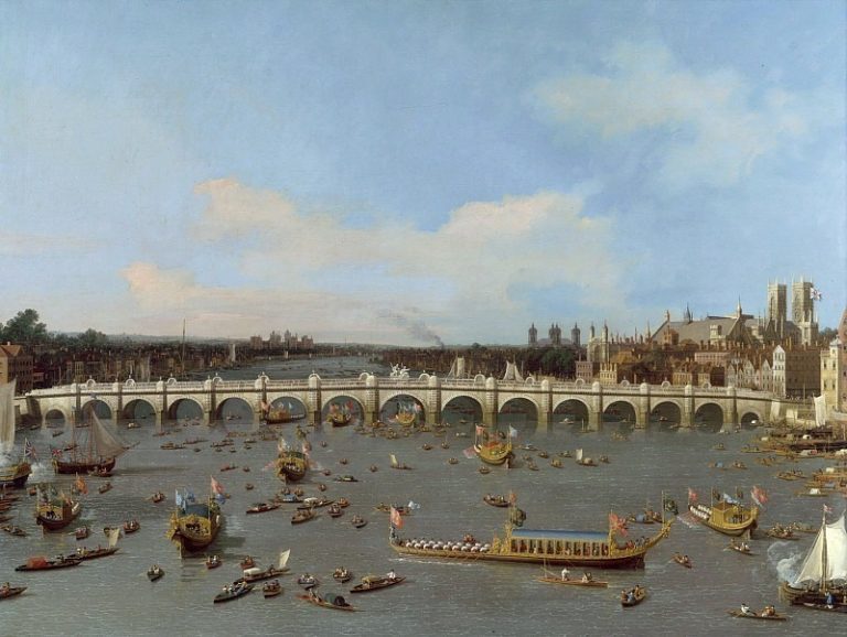 Лондон, вид с севера на Вестминстерский мост в день вступления лорд-мэра в должность, 19 октября 1746 г. картина